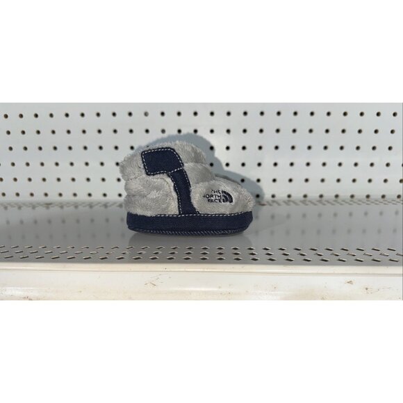 The North Face NSE Boys Baby Infant Fleece Crib Booties Size 3 Gray Blue - Picture 1 of 8
